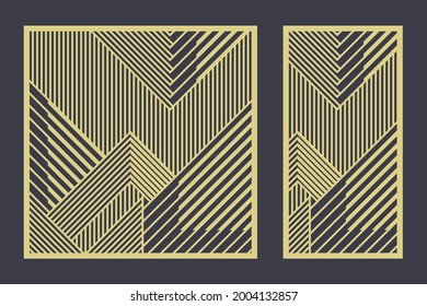 Abstract geometric pattern with lines. Decorative panel lines, circles, balls, laser cutting cut wooden panel