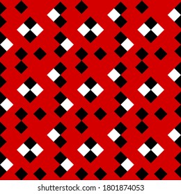 Abstract geometric pattern with lines.  Design for mobile lock screen, poster, wallpaper, cover, textile. Repeating  black and white squares on red background. 