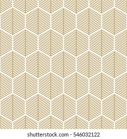 Abstract Geometric Pattern With Lines - Gold And White Design - Seamless Vector Background