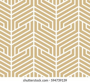Abstract geometric pattern with lines. Gold and white ornament. A seamless vector background