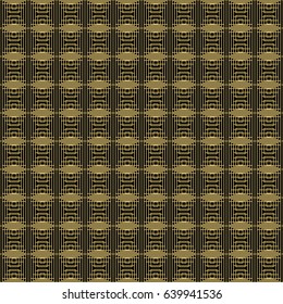 Abstract geometric pattern with lines. Gold and black seamless ornament. Endless golden background. Vector.