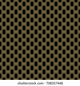 Abstract geometric pattern with lines. Gold and black seamless ornament. Endless golden background. Vector.