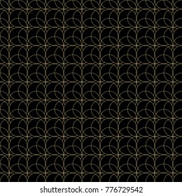 Abstract geometric pattern with lines. Gold and black seamless ornament. Endless golden background. Vector.