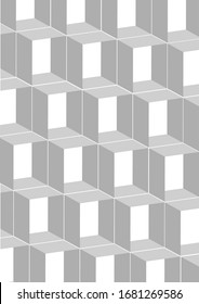 Abstract geometric pattern with lines, isometric square white grey.Pattern to fill the background. Make your work more interesting