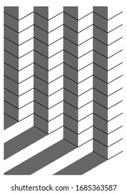Abstract geometric pattern with lines, isometric square white grey. 