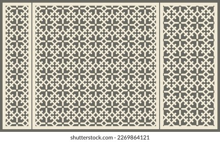 Abstract geometric pattern of lines. Laser cutting of a decorative panel. Template for cutting plywood, wood, paper, cardboard and metal.