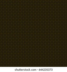 Abstract geometric pattern with lines and overlapping squares. Seamless vector background in black and gold color. Texture. Vector.