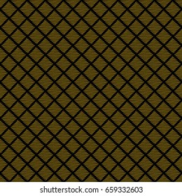 Abstract geometric pattern with lines and overlapping squares. Seamless vector background in black and gold color. Texture. Vector.