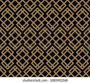 Abstract geometric pattern with lines, rhombuses A seamless vector background. black and gold texture