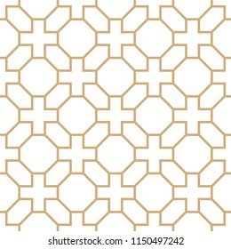 Abstract geometric pattern with lines, rhombuses A seamless vector background. Gold and white texture.