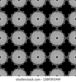 Abstract geometric pattern with lines, rhombuses. Seamless vector background.black and white texture
