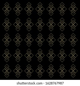 Abstract geometric pattern with lines, rhombuses Black and gold texture