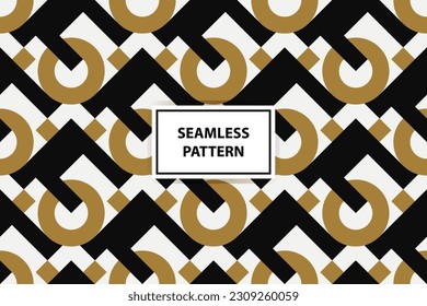 Abstract geometric pattern with lines, rhombuses A seamless vector background. white, black and gold texture
