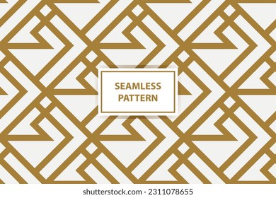 Abstract geometric pattern with lines, rhombuses A seamless vector background. white, black and gold texture