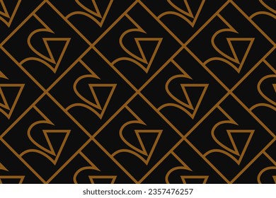 Abstract geometric pattern with lines, rhombuses A seamless vector background. black and gold texture