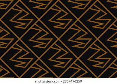 Resumen de patrón geométrico con líneas, rombos Un fondo vectorial sin fisuras. textura negra y dorada