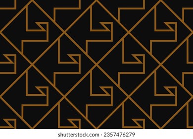 Resumen de patrón geométrico con líneas, rombos Un fondo vectorial sin fisuras. textura negra y dorada