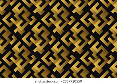 Abstract geometric pattern with lines, rhombuses A seamless vector background. black and gold texture