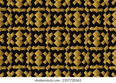 Abstract geometric pattern with lines, rhombuses A seamless vector background. black and gold texture