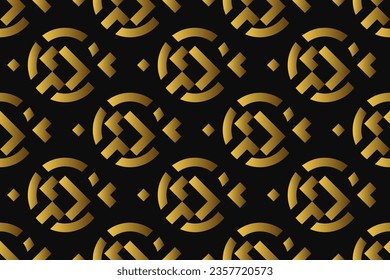Abstract geometric pattern with lines, rhombuses A seamless vector background. black and gold texture