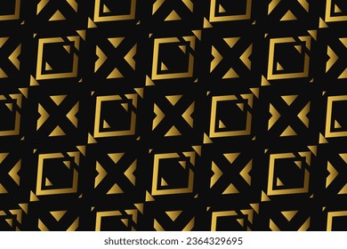 Abstract geometric pattern with lines, rhombuses a seamless vector background. black and gold texture