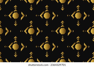 Abstract geometric pattern with lines, rhombuses a seamless vector background. black and gold texture