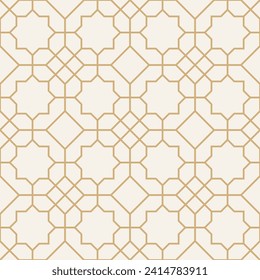 Resumen de patrón geométrico con líneas, rombos Un fondo vectorial sin fisuras. Textura dorada y blanca.