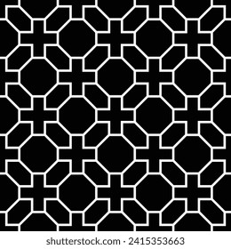Abstract geometric pattern with lines, rhombuses A seamless vector background. Black and white texture.