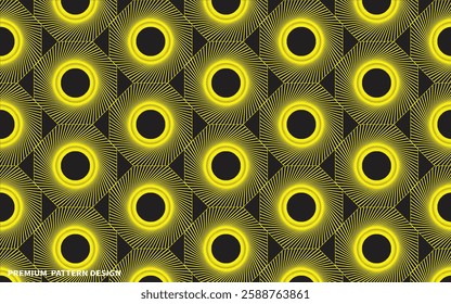 Abstract geometric pattern with lines, rhombuses A seamless background. Dark yellow and black texture.