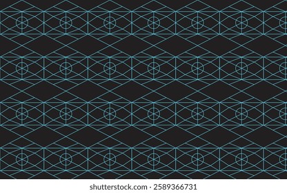 Abstract geometric pattern with lines, rhombuses A seamless background. Dark blue and gold texture with vector.