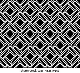 Abstract geometric pattern with lines, rhombuses A seamless  vector background. Black and white texture. Graphic modern pattern.