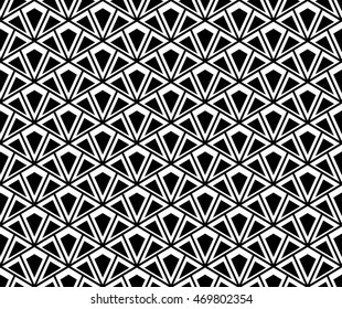 Abstract geometric pattern with lines, rhombuses A seamless vector background. Black and white texture.