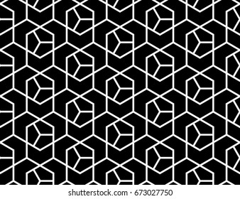 Abstract geometric pattern with lines, rhombuses A seamless vector background. Black and white texture.