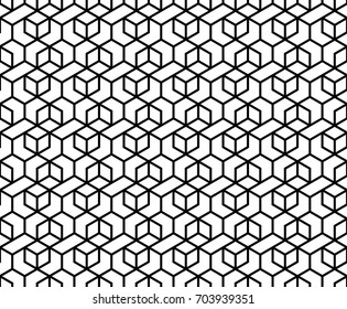 Abstract geometric pattern with lines, rhombuses A seamless background. Black and white texture.