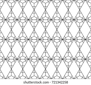 Abstract geometric pattern with lines, rhombuses. A seamless vector background. Black and white pattern