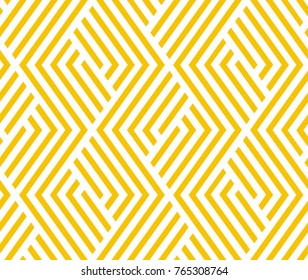 Abstract geometric pattern with lines, rhombuses A seamless background. Yellow, gold texture. Graphic modern pattern