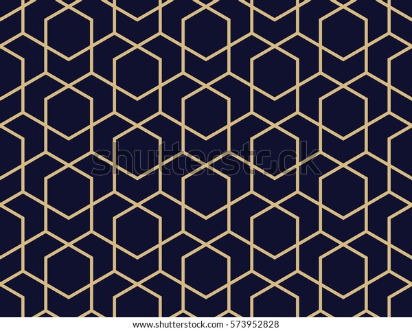 Abstract\
geometric pattern with lines, rhombuses A seamless vector\
background. Blue-black and gold\
texture