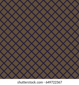Abstract geometric pattern with lines. Sacred seamless geometry. Rhombuses, triangles and squares. Endless blue black and gold texture background. Vector.