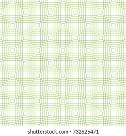 Abstract geometric pattern with lines. Sacred seamless geometry. Rhombuses, triangles and squares. Endless green texture background. Vector.