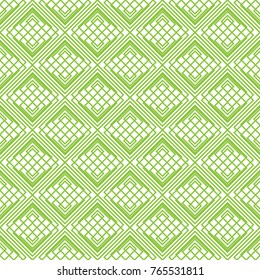 Abstract geometric pattern with lines. Sacred seamless geometry. Rhombuses, triangles and squares. Endless green texture background. Vector.