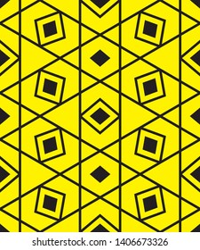 Abstract geometric pattern with lines, seamless vector background. black and yellow texture