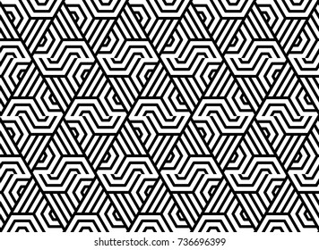 Abstract geometric pattern with lines. A seamless vector background. Black and white texture
