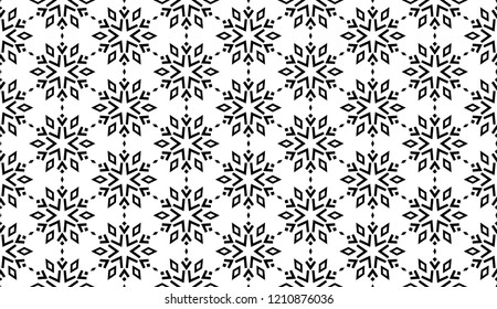 Abstract geometric pattern with lines, snowflakes. A seamless vector background. White and black texture. Graphic modern pattern