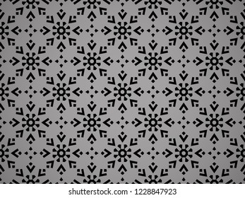 Abstract geometric pattern with lines, snowflakes. A seamless vector background. Grey and black texture. Graphic modern pattern