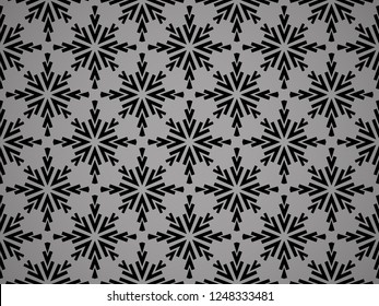Abstract geometric pattern with lines, snowflakes. A seamless vector background. Grey and black texture. Graphic modern pattern