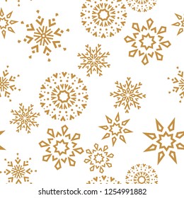 Abstractas patrón geométrico con líneas, copos de nieve. Un fondo de Vector sin fisuras. Textura blanca y dorada. Patrón gráfico moderno