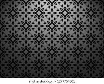 Abstract geometric pattern with lines, snowflakes. A seamless vector background. Grey and black texture. Graphic modern pattern