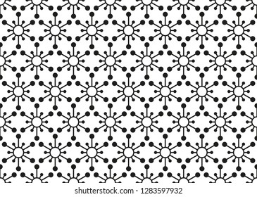 Abstract geometric pattern with lines, snowflakes. A seamless vector background. White and black texture. Graphic modern pattern.