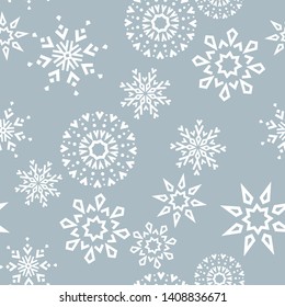 Abstract geometric pattern with lines, snowflakes. A seamless vector background. White and blue texture. Graphic modern pattern