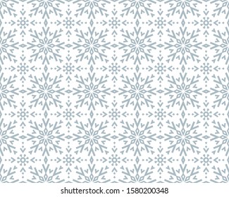 Abstract geometric pattern with lines, snowflakes. A seamless vector background. White and blue texture. Graphic modern pattern